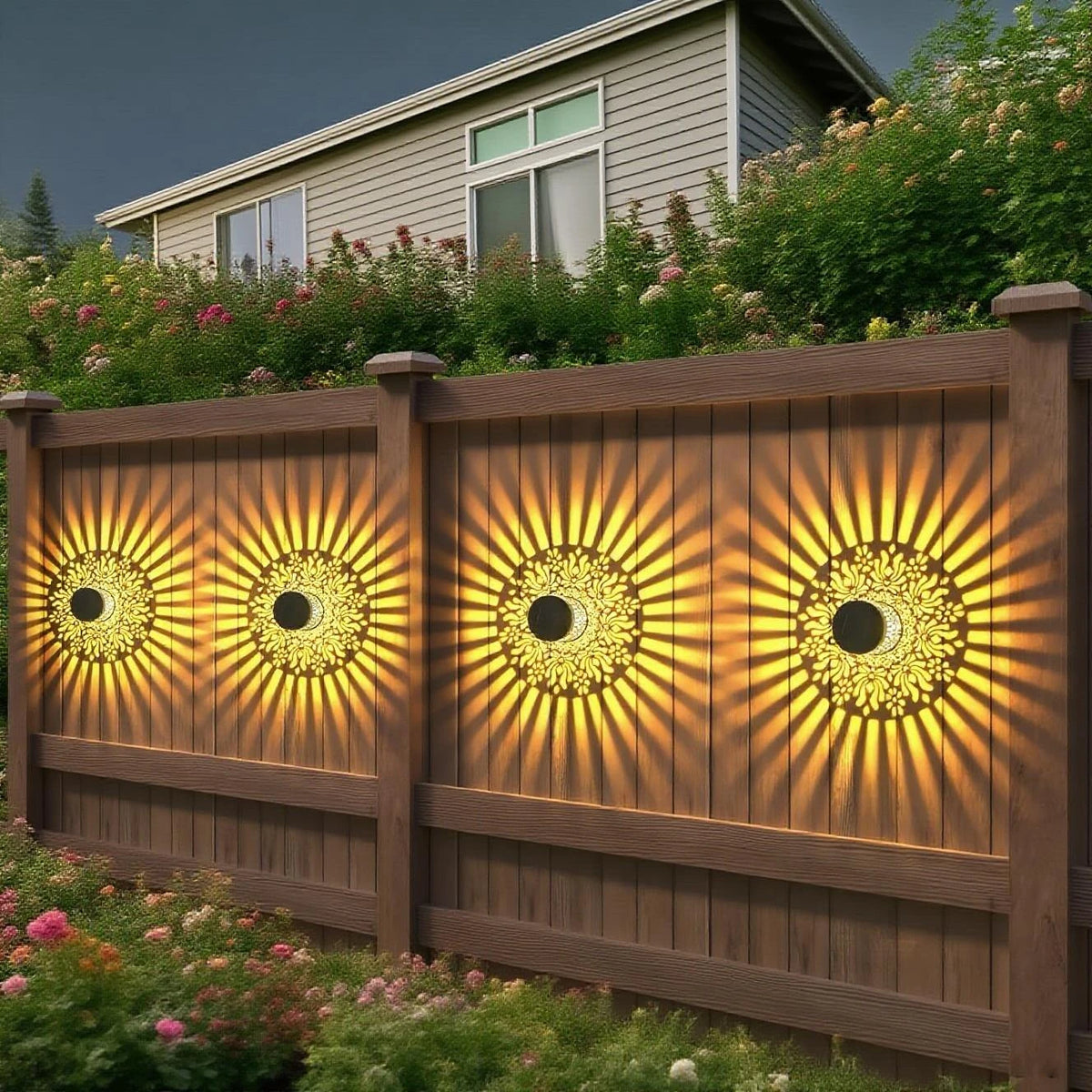 Lot de 2 appliques murales solaires pivoine