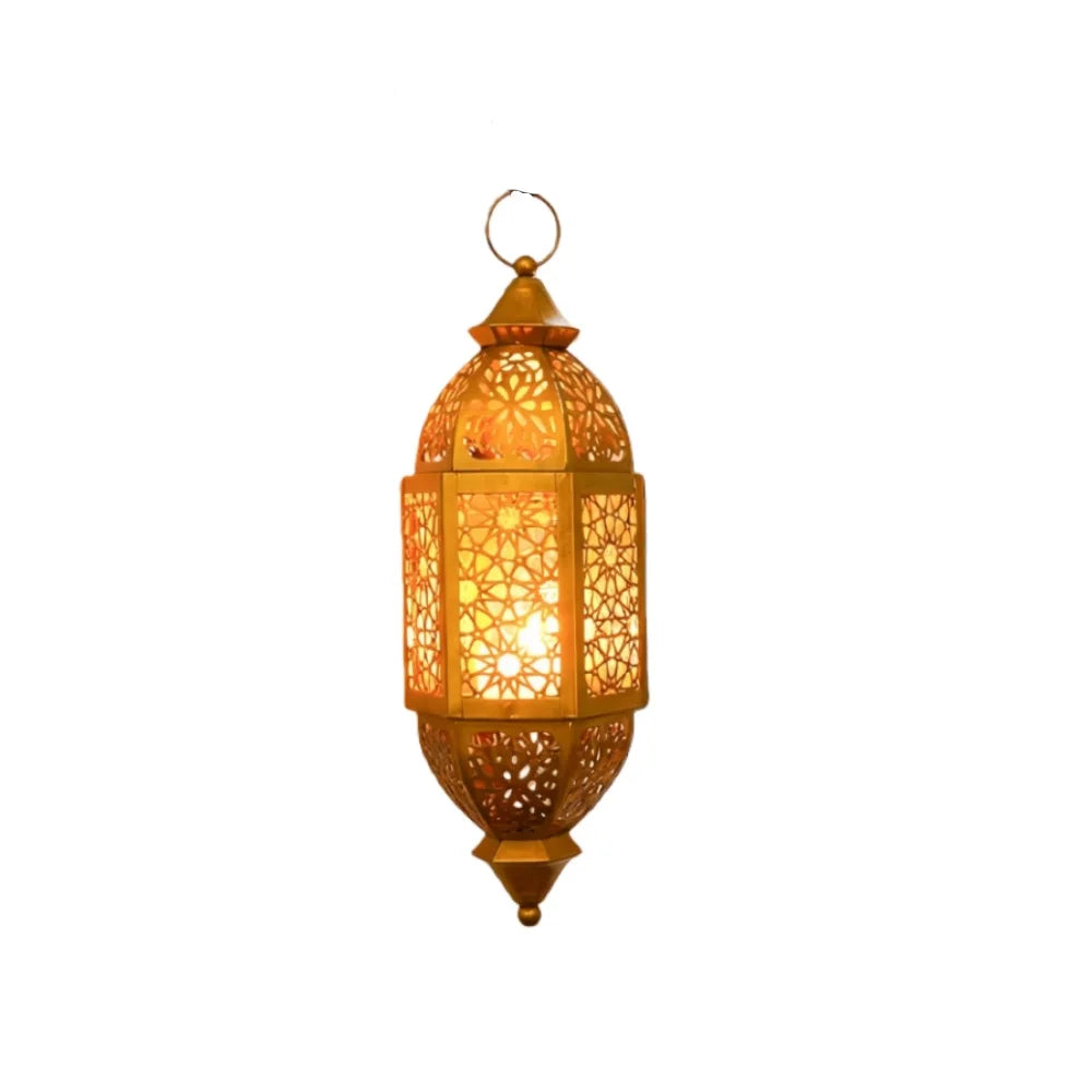 Lanterne marocaine dorée avec bougie