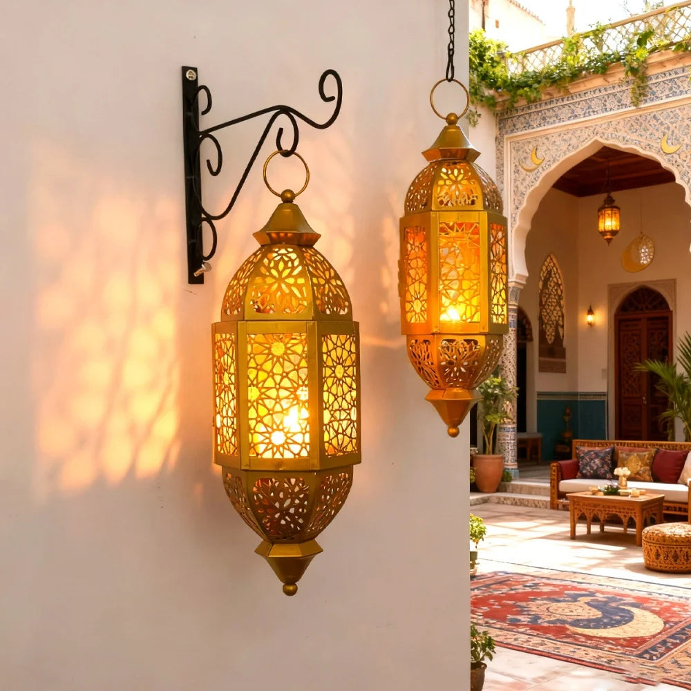 Lanterne marocaine dorée pour décoration de Ramadan