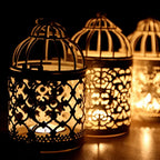 Photophore marocain cage en métal doré et argenté