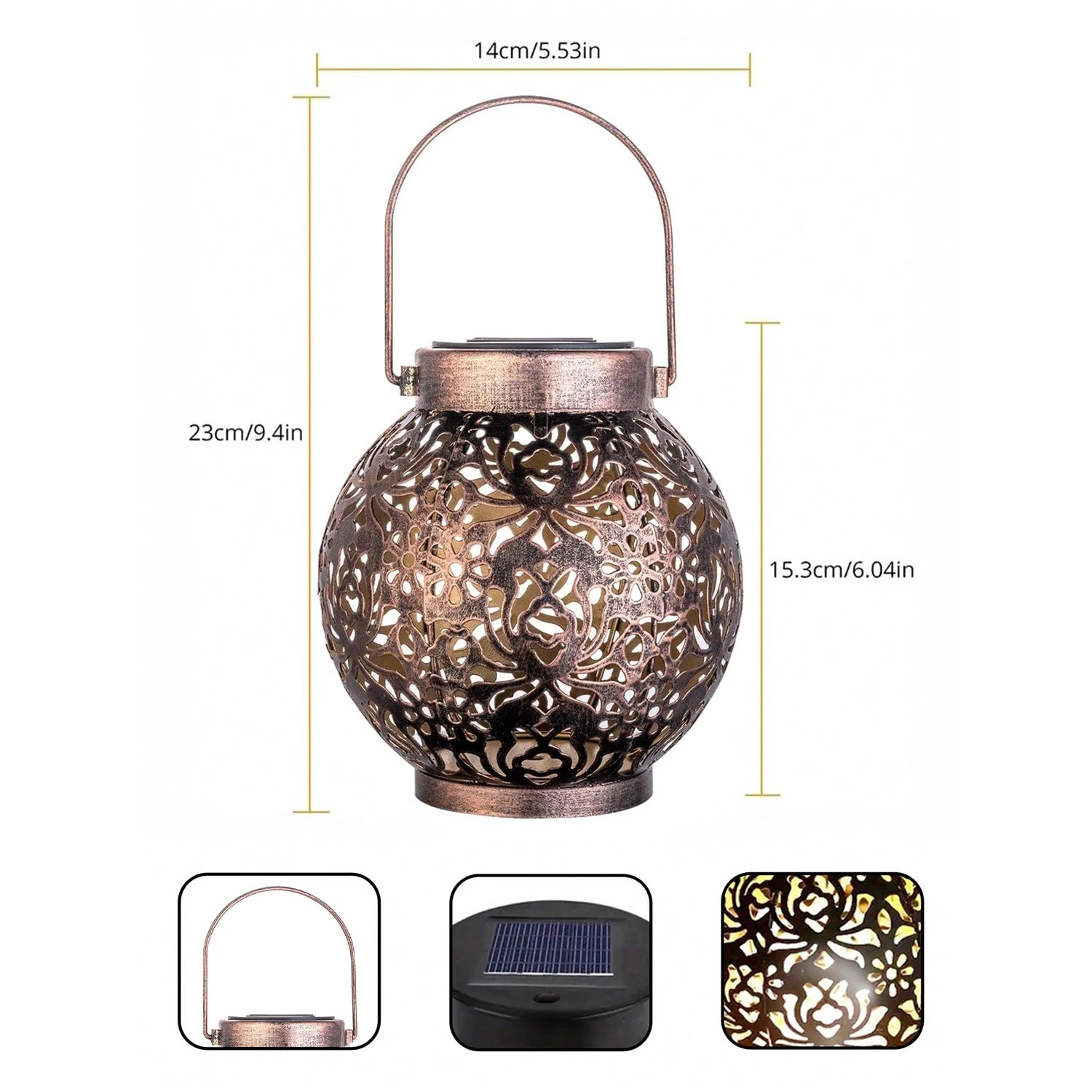 1 PC Iron Lantern Solar Lamp Outdoor Decorative Lighting Pathway Solar-powered Light Garden