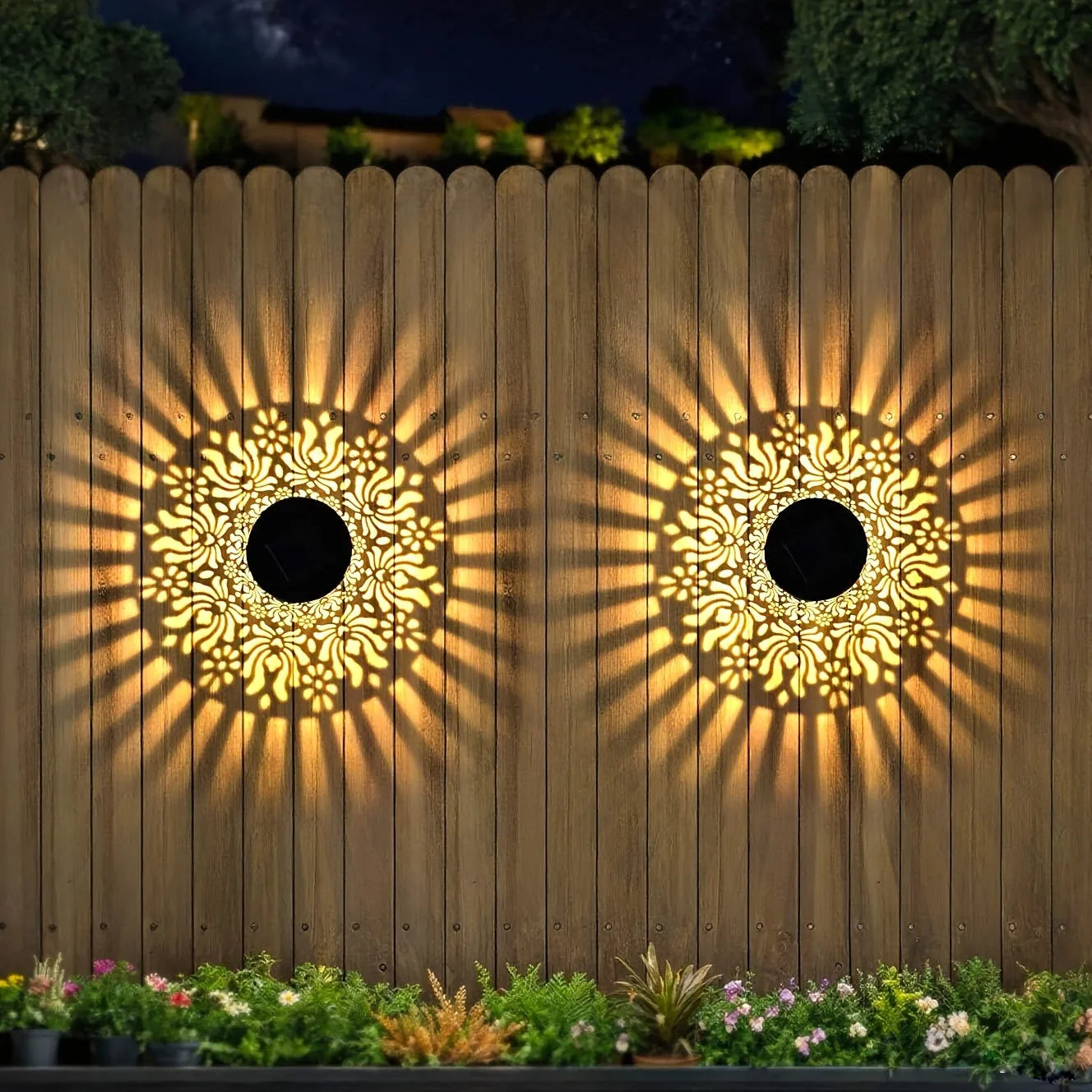 Applique murale solaire pivoine ajourée