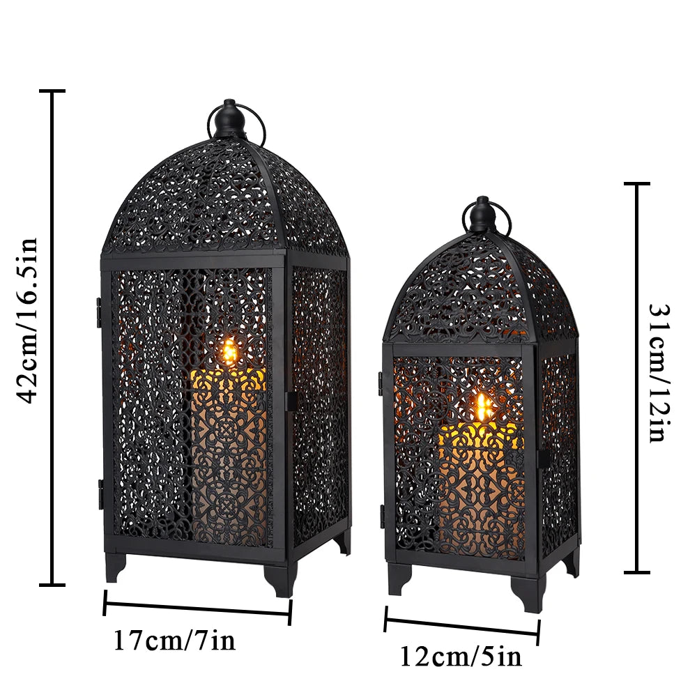 Grande lanterne décorative en métal (lot de 2)