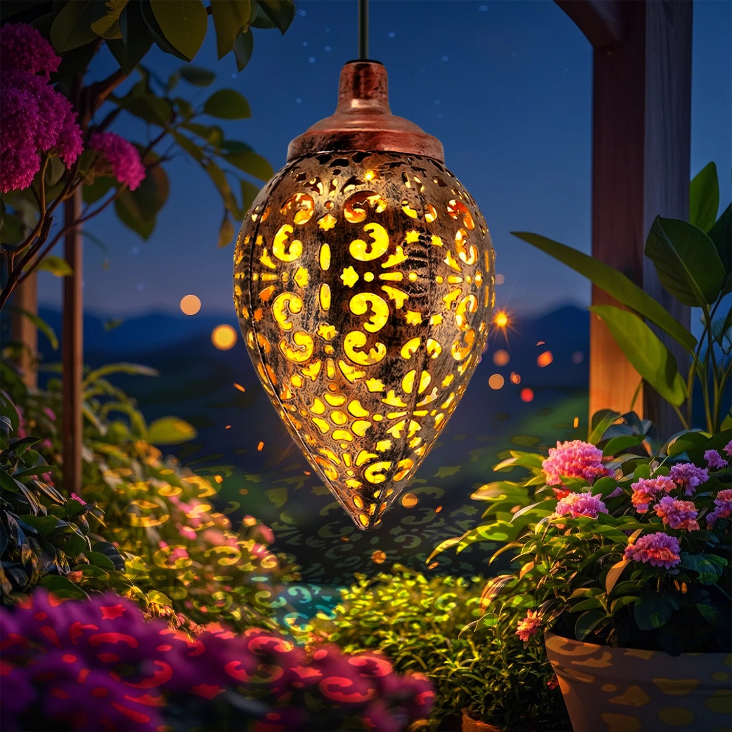 1 PC Iron Lantern Solar Lamp Outdoor Decorative Lighting Pathway Solar-powered Light Garden