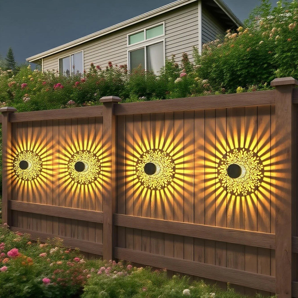 Lot de 2 appliques murales solaires pivoine