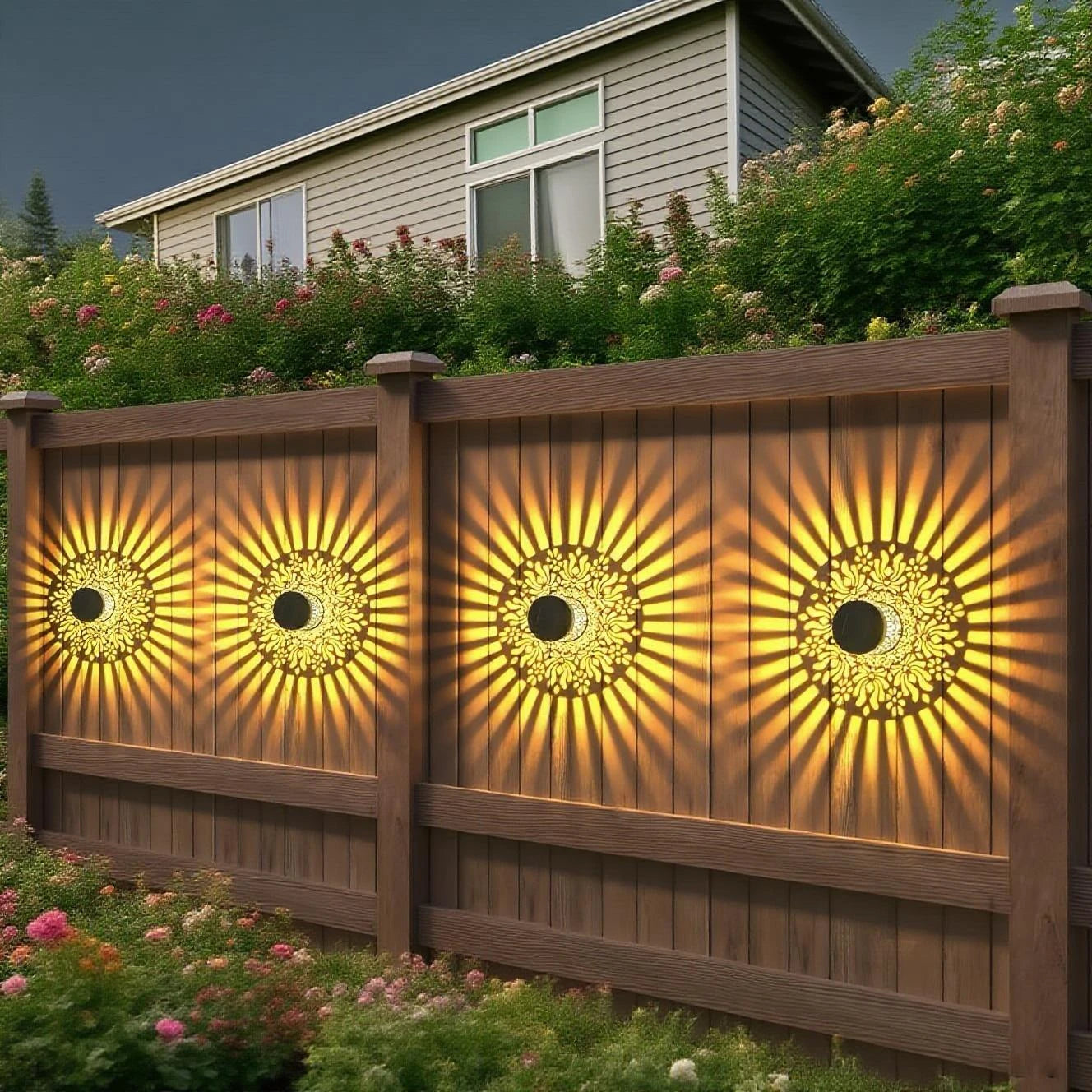 Lot de 2 appliques murales solaires pivoine