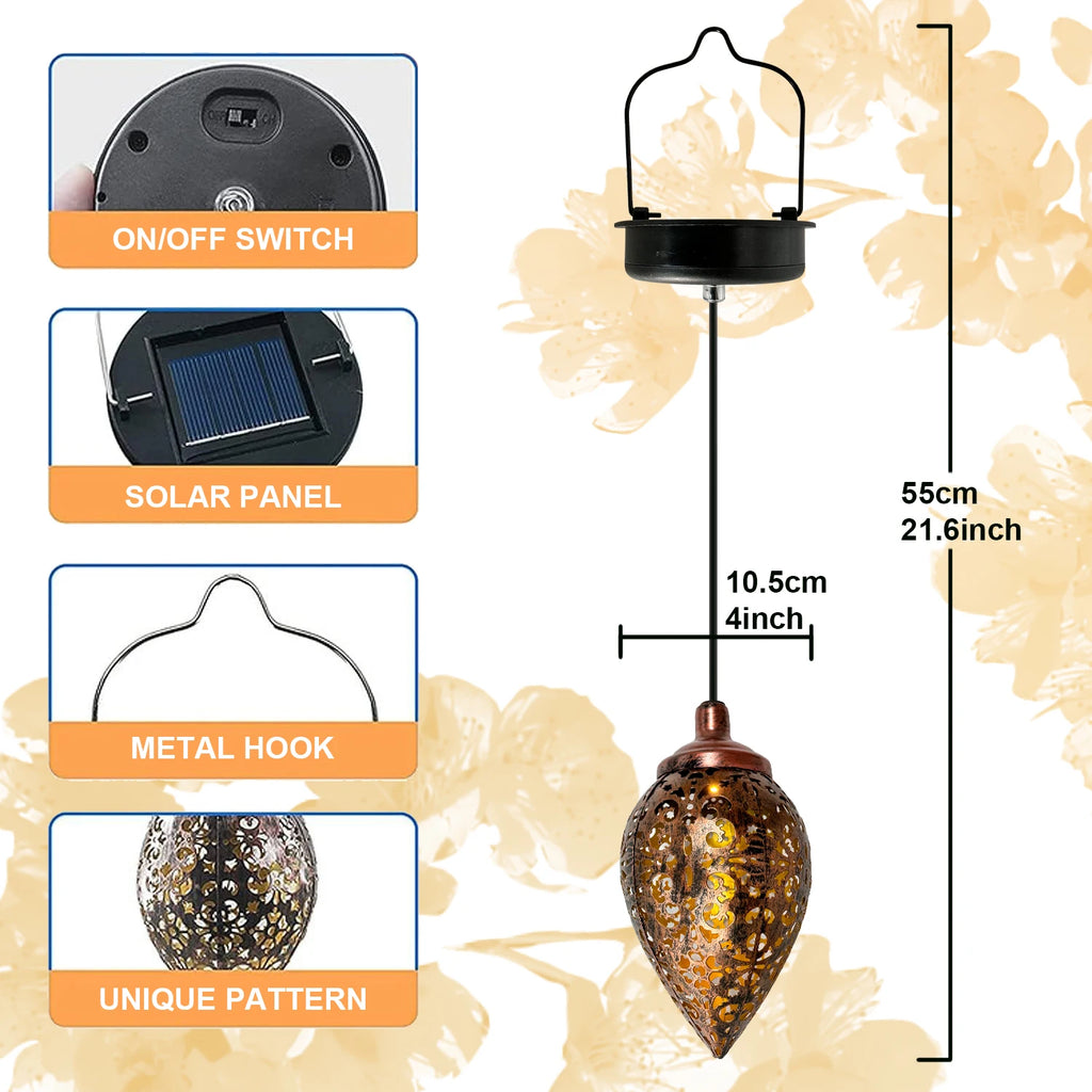 1 PC Iron Lantern Solar Lamp Outdoor Decorative Lighting Pathway Solar-powered Light Garden