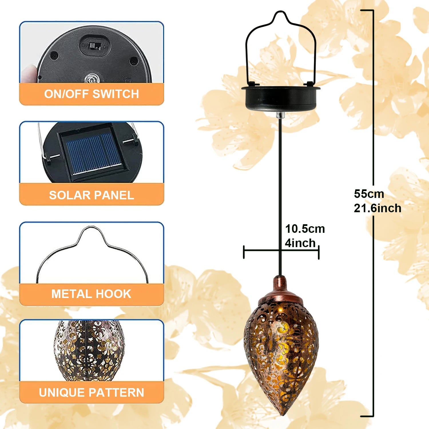 1 PC Iron Lantern Solar Lamp Outdoor Decorative Lighting Pathway Solar-powered Light Garden