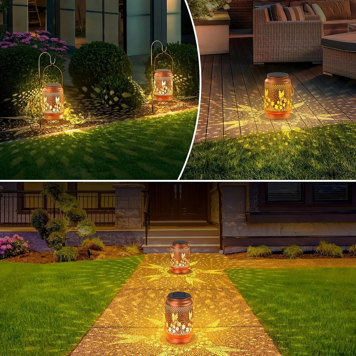 1 PC Iron Lantern Solar Lamp Outdoor Decorative Lighting Pathway Solar-powered Light Garden