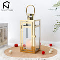 Lanterne bougie suspendue dorée en acier inoxydable