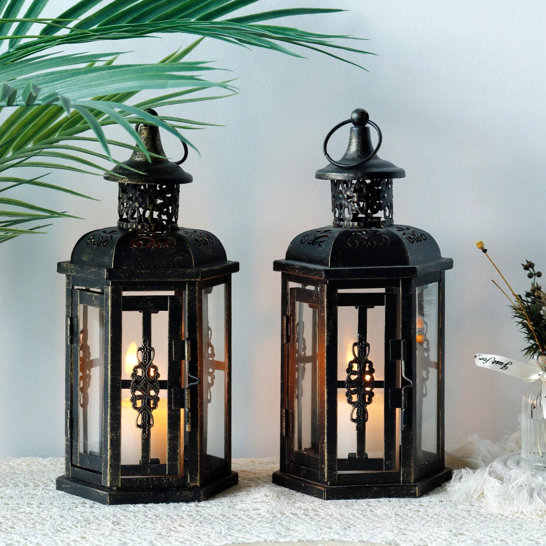 Lanterne bougie vintage sur fond blanc