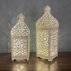 Lanterne bougie marocaine vintage en métal ajouré