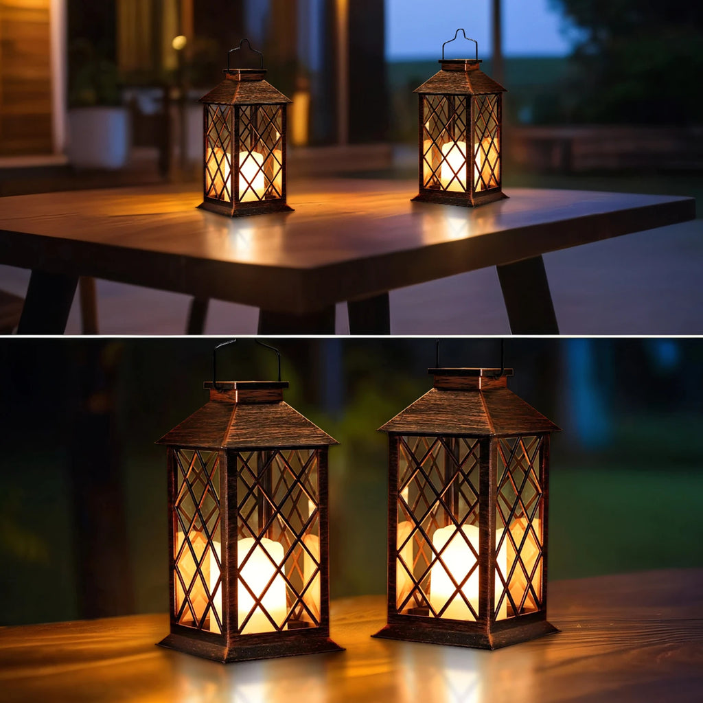 Lanterne bougie solaire LED effet flamme la nuit